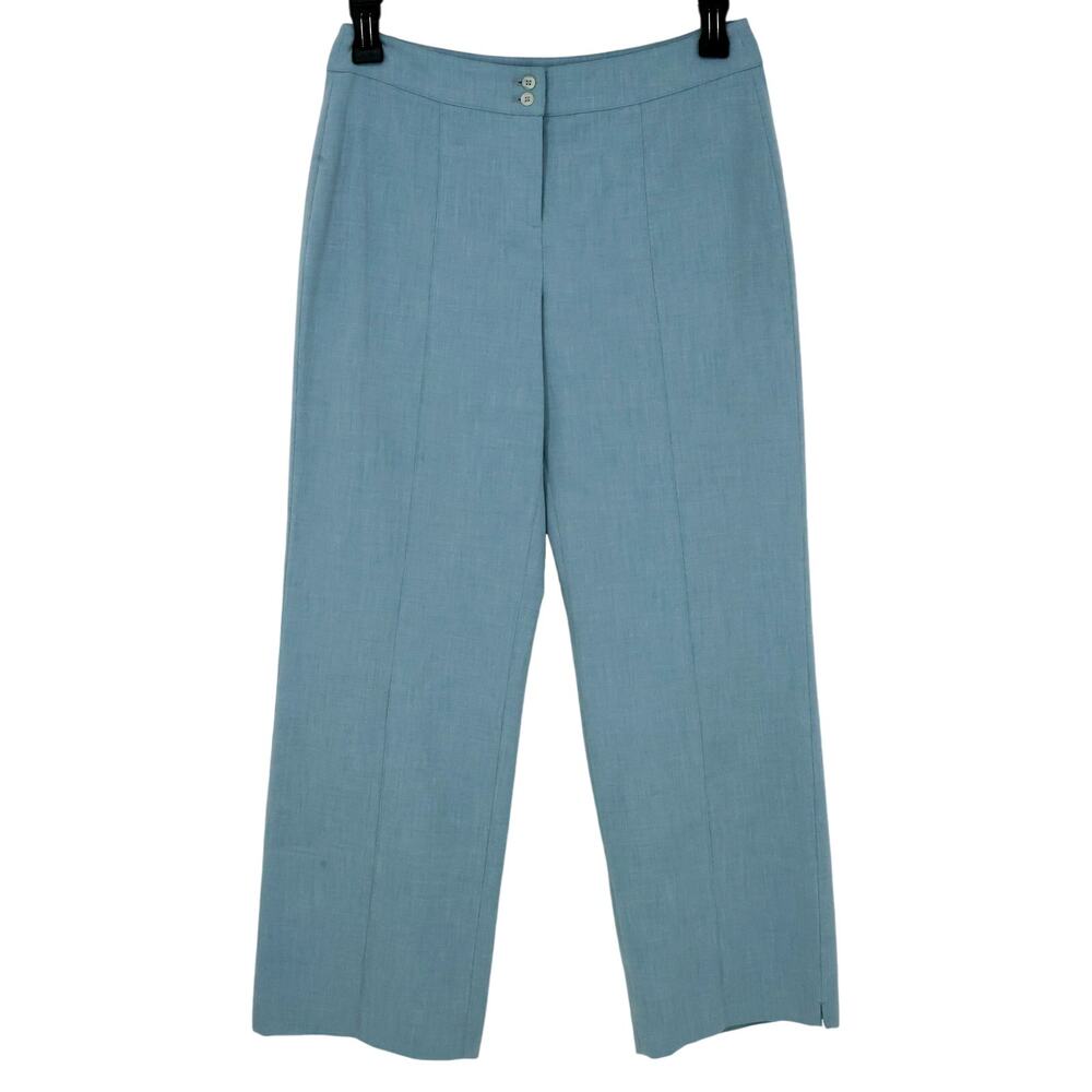 J Jill Dress Pants Petites 8P Light Blue Wide Leg Coastal Career Preppy Academia